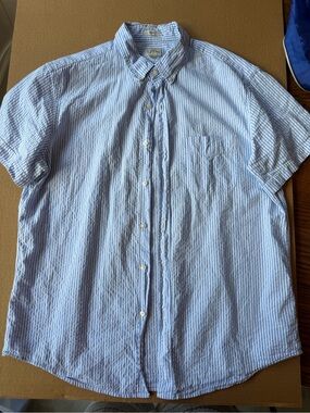 J. Crew Light Blue & White Striped Short-Sleeve Button-Down Shirt